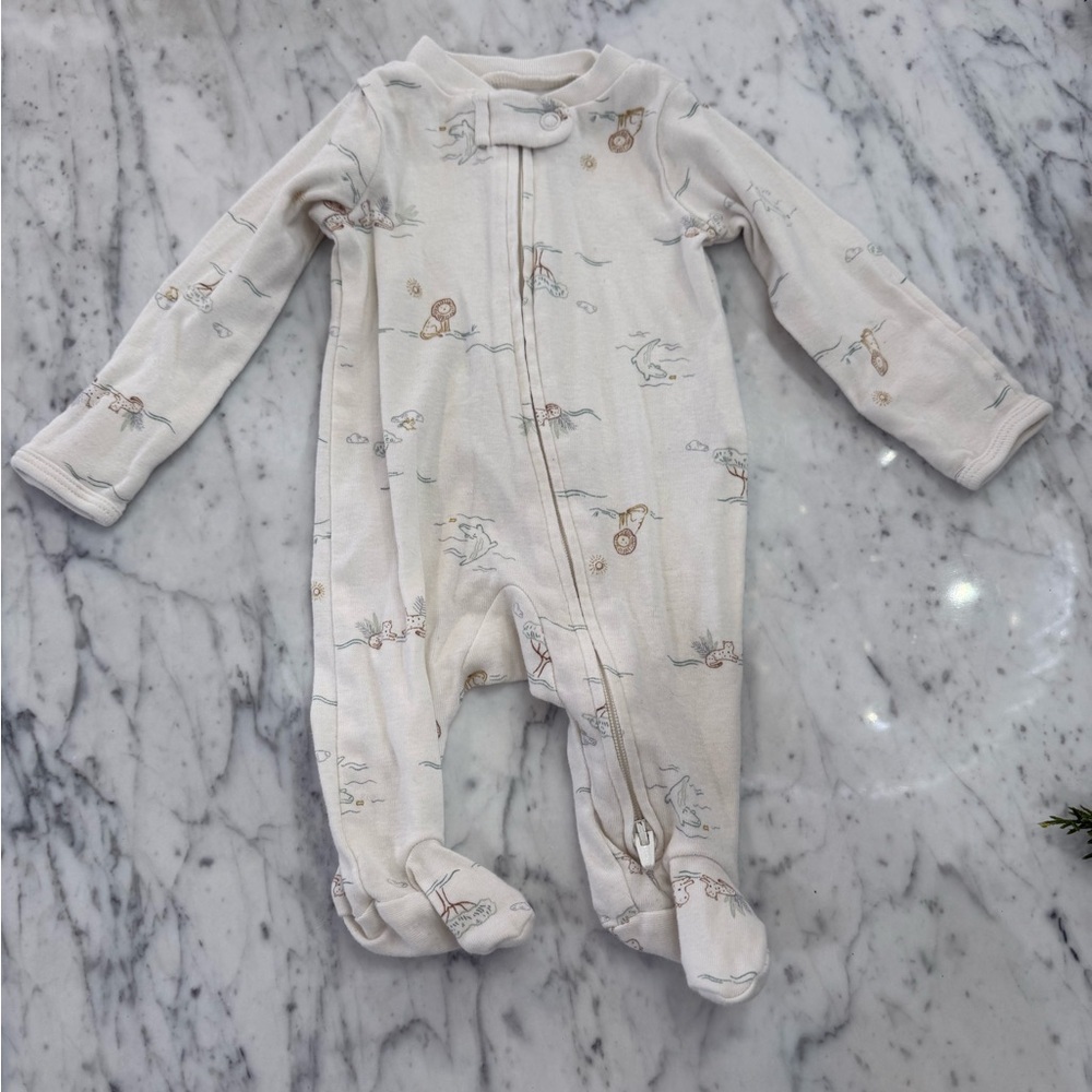 NEW Carter's Cream Baby Footie with Animal Print Newborn
